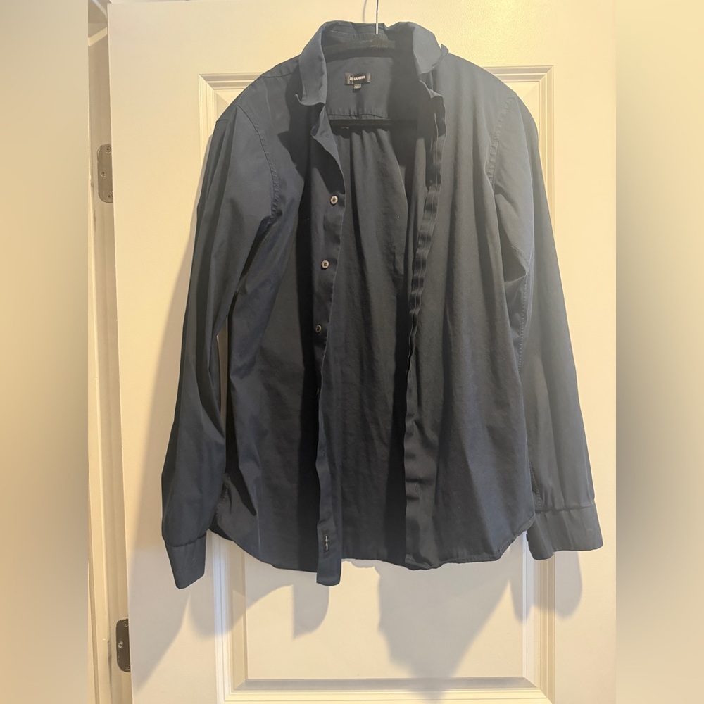JIL SANDER Blue Cotton Poplin Long Sleeve Men's Button-Up Shirt 39 15.5